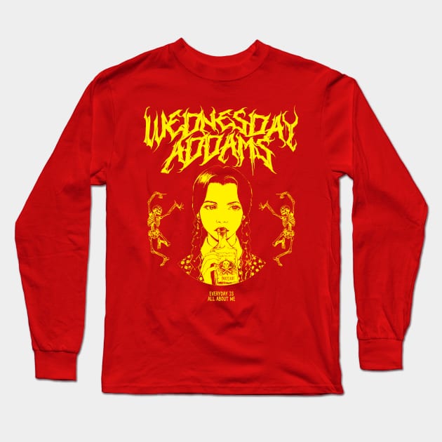 Wednesday Addams Metal Long Sleeve T-Shirt by Dayat The Thunder